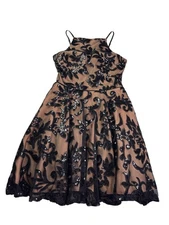 City Studio Sequin Fit & Flare Mini Dress 3 Black Tan Whimsygoth Fairy Grunge 