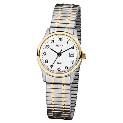 Regent Damen Herren-Armbanduhr silber gold Analog F-887 Stahl-Armband URF887