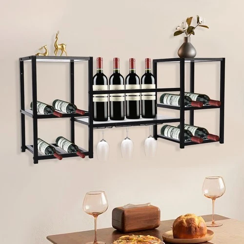 Wall Mounted Wine Glass Rack Shelf Bar Drink Bottle Storage Display Holder - Image 2 of 4