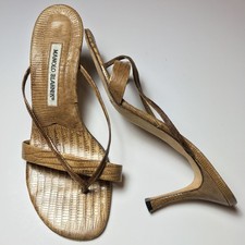 Manolo Blahnik Vintage Y2K Snakeskin Strappy Sandal Mules 39