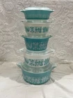 PYREX Blue Turquoise Amish BUTTERPRINT Casserole Set 475 474 473 472 471 W Lids