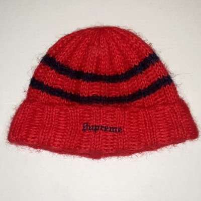 Supreme FW 2024 Mohair Brushed Stripe Beanie Red One Size 