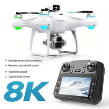 6K Dual Camera FPV Drone 50X Zoom Brushless Motor 4.3" Screen Obstacle Avoidance