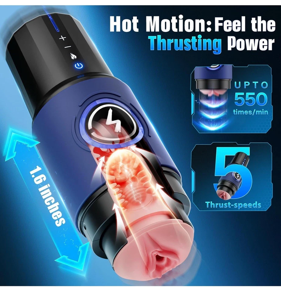 Masturbadores masculinos automáticos manos libres taza giratoria empuje acariciador hombres juguete sexual Foto 3 de 4