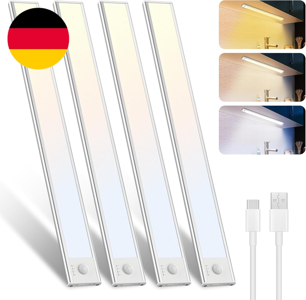 Libtit 30CM Unterbauleuchte KüChe Led, Dimmbar Schrankbeleuchtung Mit Bewegungsm-image