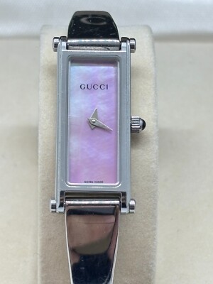 Exc+5 w/Box ] GUCCI 1500L Vintage Watch Silver Pink Dial Used