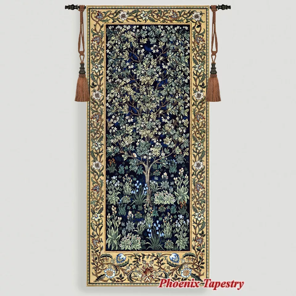 Tapeçaria William Morris Tree of Life arte fina pendurada na parede, TAMANHO LONGO, 63"x27" - Imagem 3 de 3