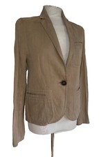 Lanvin Jacket Light Brown Cotton - Linen Collared Button Front Size 36