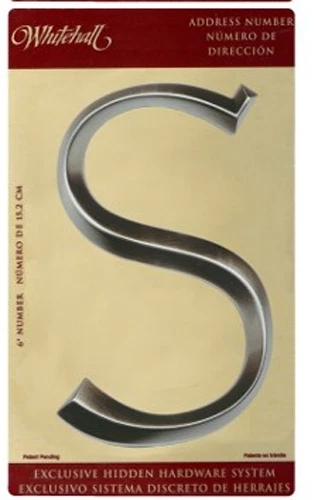 WHITEHALL Puerta Casa Dirección Calle Letra S Níquel Cepillado 6" 152 mm 6 pulgadas Foto 2 de 4