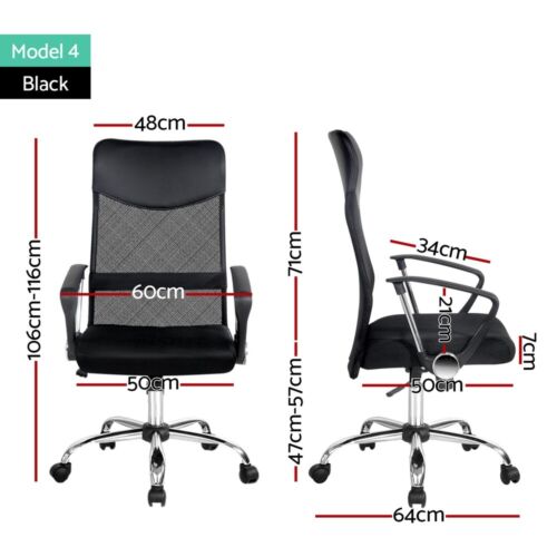Artiss Office Chair Mesh Computer Chairs Study Work Gaming Desk Chairs Black - Picture 6 of 38