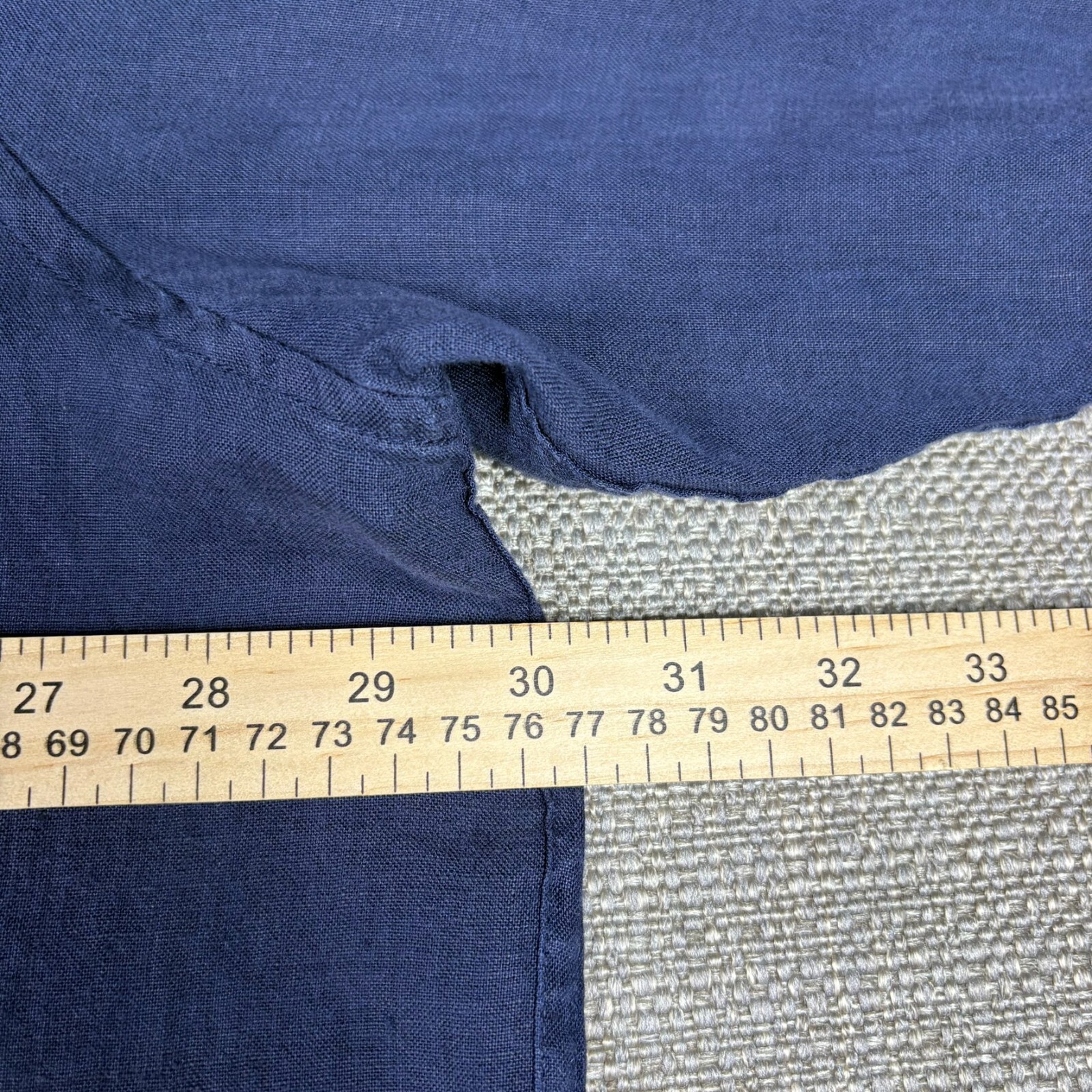 Oak Hill Men's Shirt 2XL 2XB Long Sleeve 100% Linen Blue Solid Blue Relaxed Fit