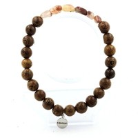 Steine Und Mineralien. Armband Roter Rutilquarz Aus Brasilien + Holzperlen 8 Mm