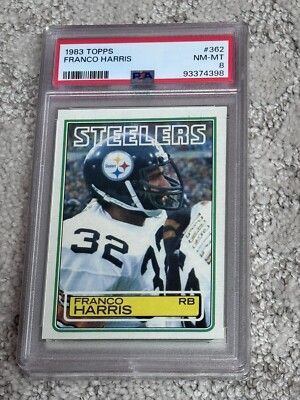 PSA 8 FOOTBALL CARD 1983 TOPPS HOF FRANCO HARRIS PITTSBURGH