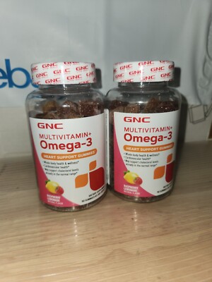 GNC Multivitamin+Omega-3 Heart Support Raspberry Lemonade 90ct 
