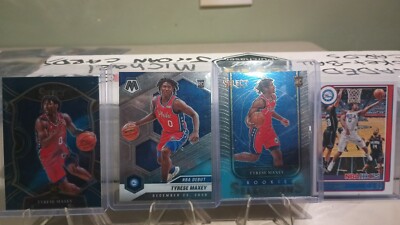 2019-21 Panini Select+Mosiac+NBAHoops Tyrese Maxey r.c. 4 card lot.
