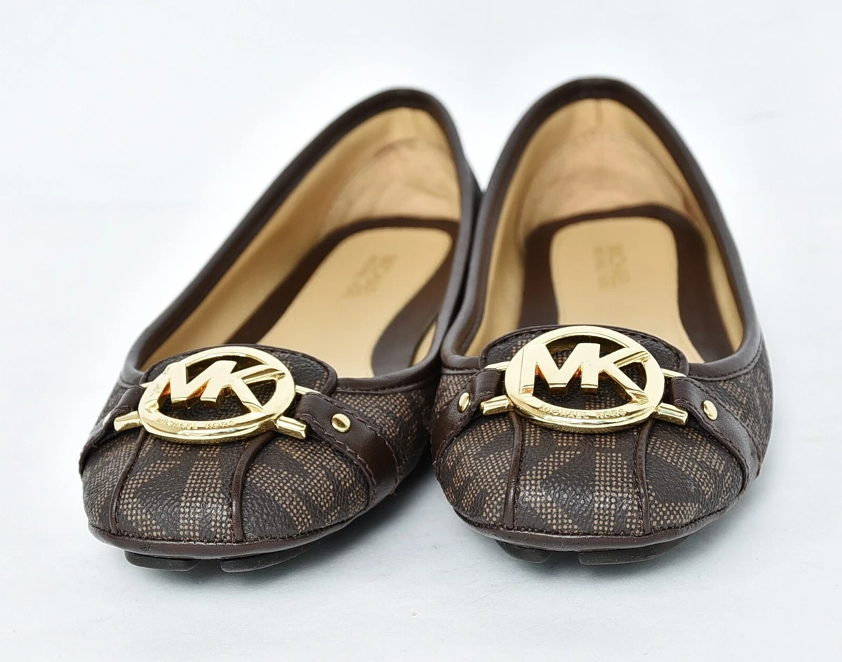 MICHAEL KORS Fulton Studded Logo Moccasin Print Canvas Flats Womens Sz 6
