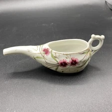 Vintage Invalid Feeder Medical Cup Floral Gold Trim Boat Small