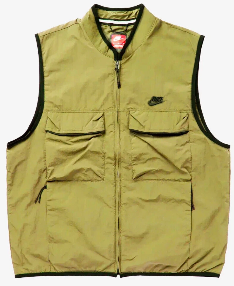 NEW Nike FZ0748-307 Tech Woven Green Pockets FZ Utility Wind Vest Men's M