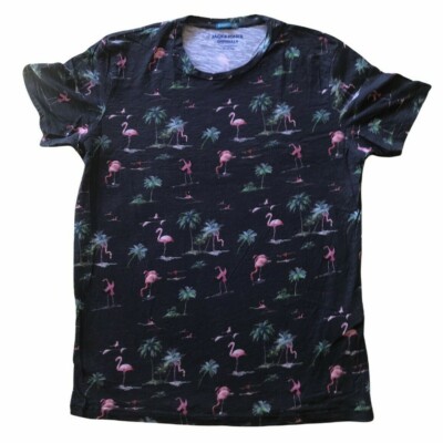JACK \u0026 JONES Mens T Shirt Flamingo Dark 