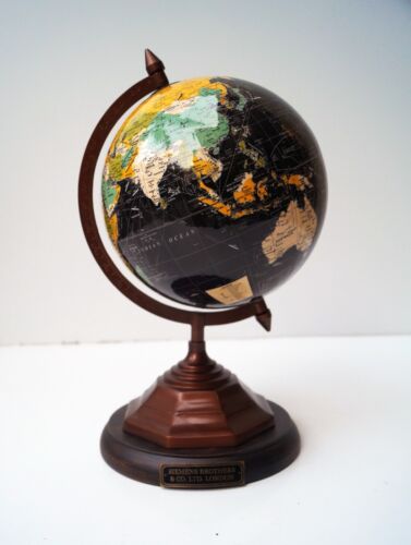 Black World Globe Map Vintage Style Decor Earth Oceans for School Education - Picture 2 of 7