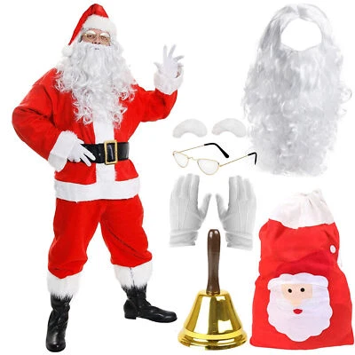 ILOVEFANCYDRESS TUTA BABBO NATALE DELUXE 12 UOMO BABBO NATALE COSTUME PELUCHE VESTITO NATALIZIO SACCO CAMPANA
