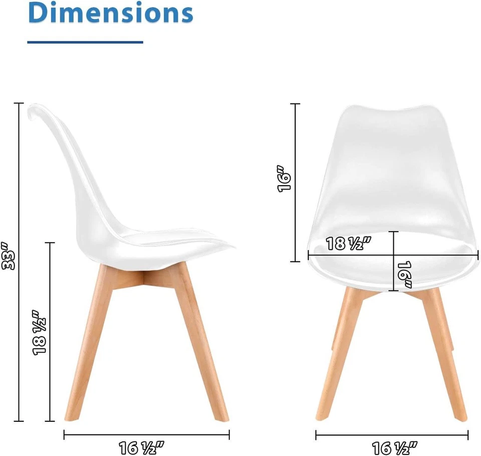 Juego de 2 sillas laterales de comedor DSW modernas de mediados de siglo patas de madera Foto 3 de 4