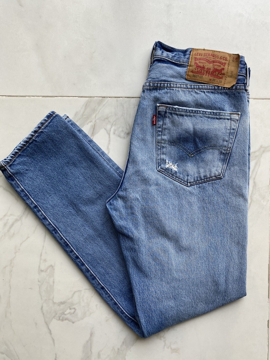 Levi's 501 CT Denim Jeans Regular Tapered Distressed Mens Levi's 501 CT Denim Jeans Regular Tapered Distressed Mens