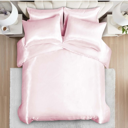 6 Pcs Satin Complete Bedding Set Silky Duvet Cover, Fitted sheet & Pillow Cases - Picture 32 of 205