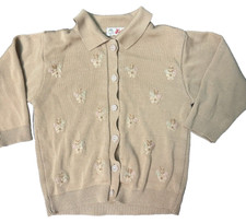 Kidax Tan Brown Flower Girls Cardigan Button Up Long Sleeve See Measurements