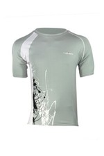 Tilos Eco-Friendly 6oz Short Sleeve Rash Guard Size L GRY/WHT Swim Snorkel Surf