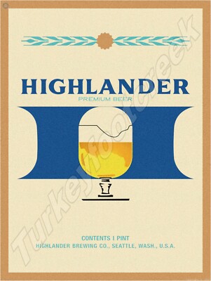 Highlander Premium Beer Label 18'' x 24'' Metal Sign