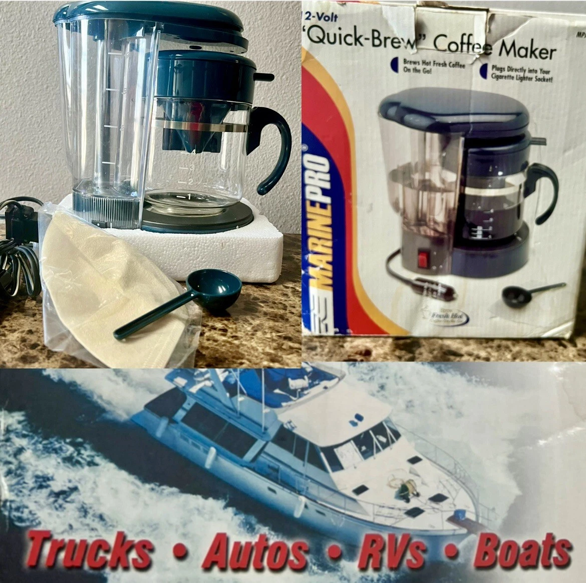 MARINEPRO “QUICK-BREW COFFEE MAKER FOR RVS-BOATS-AUTOS 12VOLTS~NEW