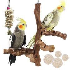6 PCS Bird Perch Natural with Chewing Toys Natural Grapevine Bird Stand Grape...