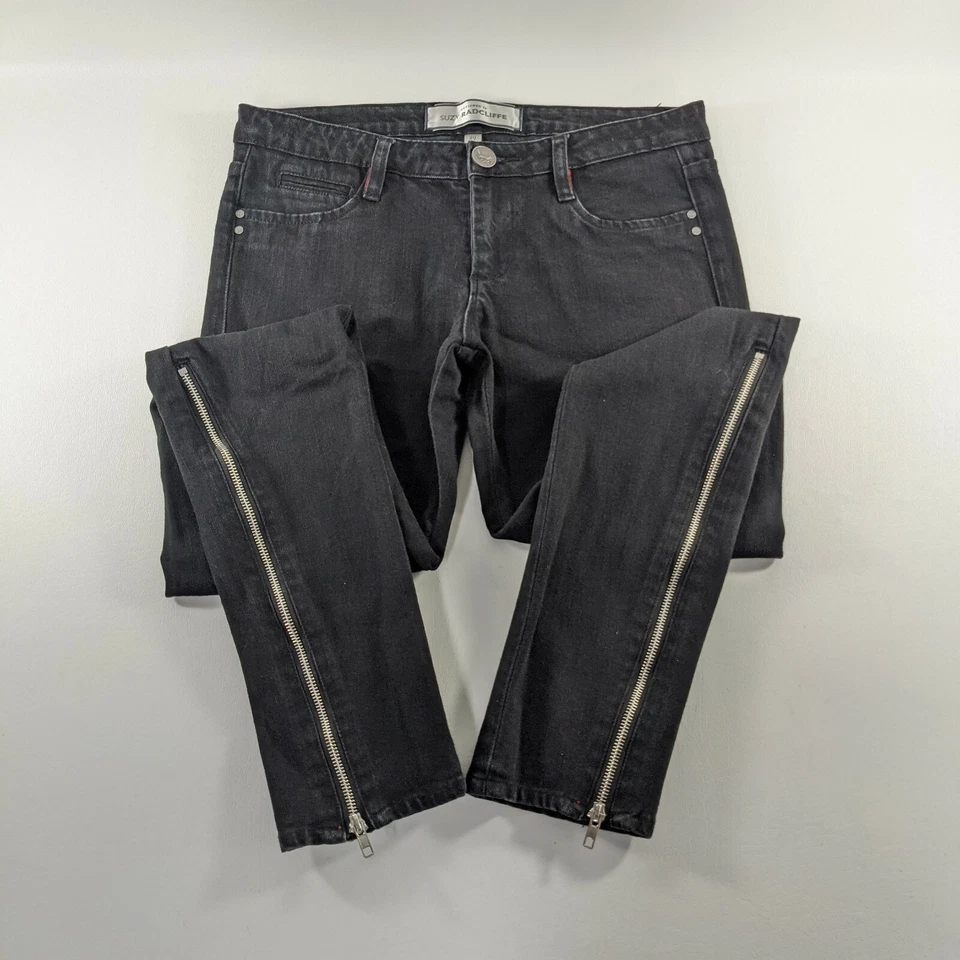 Pantalones de mezclilla negros ajustados Suzy Radcliffe con cremallera al tobillo para mujer talla 29 Foto 4 de 4