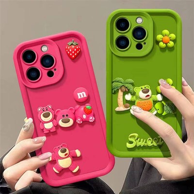 3D Bear Flower Armor Soft Cover Case For Samsung Galaxy S23 S24 Plus A55 S22 S21