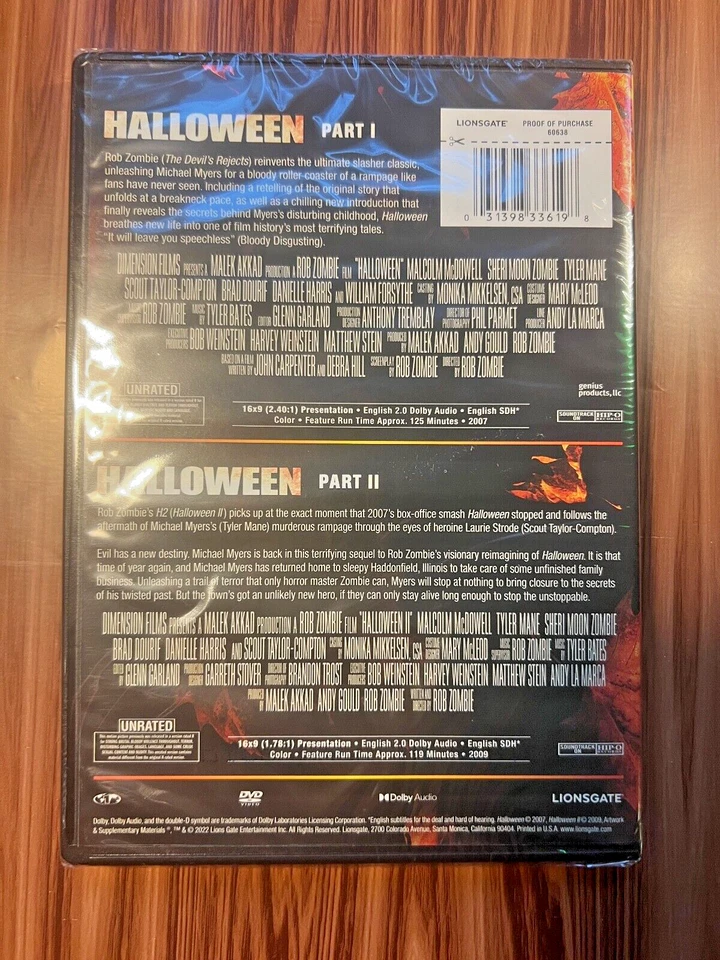 Halloween Parts I & II DVD Rob Zombie Unrated Director's Cuts Cut Horror Movie - Image 4 of 4