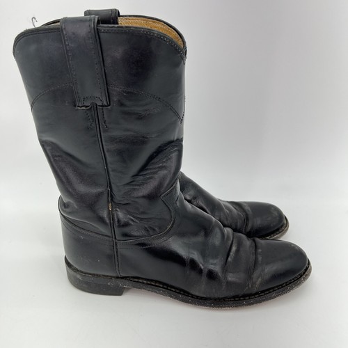 Justin Cowboy Boots Made In USA Women's 7 B Black Roper L3703 eBay