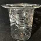 Vintage Murano Crystal Clear Black Spider Web Art Glass Hat Vase