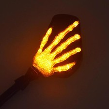Skull Skeleton Hand Rearview Side Mirror with Turn Signals Universal 8MM 10MM