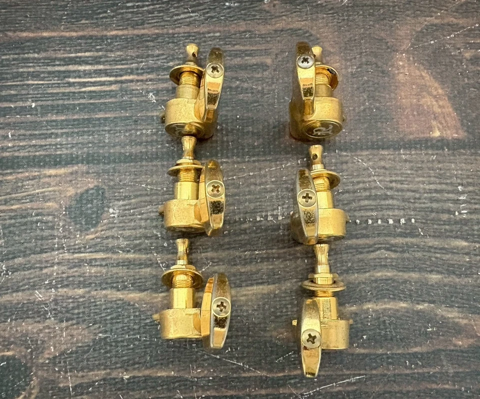 Vintage B.C.RICH Mockingbird R Logo Gold Tuning Pegs Tuners 3:3 Made in Japan - Image 3 of 4