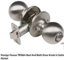 Design House 781864 Bed And Bath Door Knob in Satin Nickel