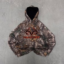RealTree Camo Hoodie Embroidered Black Orange Hunting Sweatshirt Large