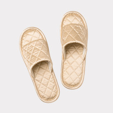 Women's Quilted Satin Slippers Open Toe Bridal Bridesmaid Indoor Spa House Shoes