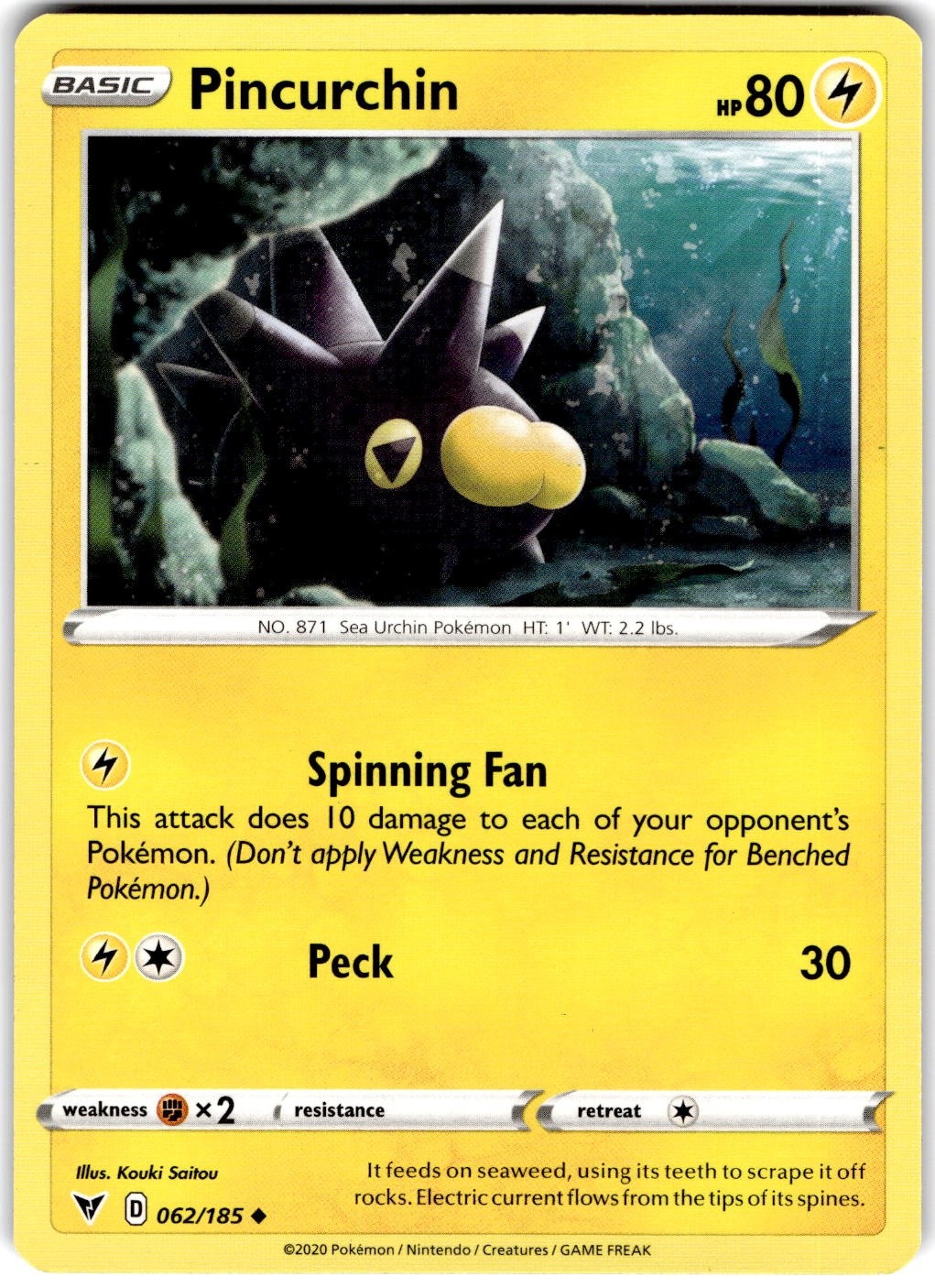Pokemon Pincurchin Vivid Voltage 62 Non Holo English