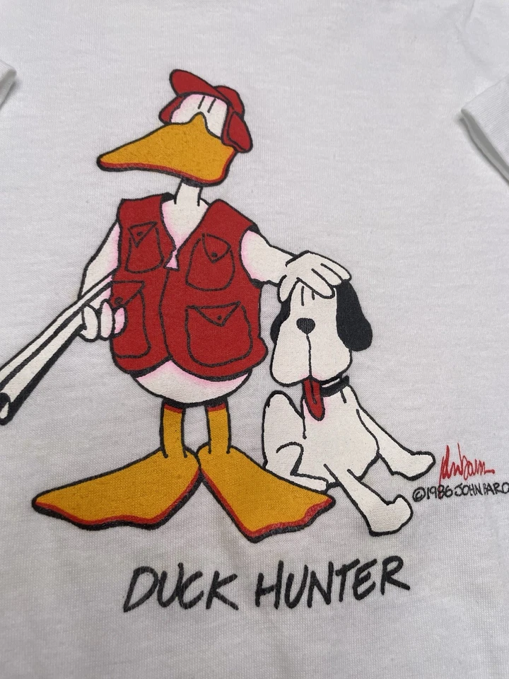 Vintage 80s John Baron Duck Hunter Comic T-shirt Sz. Medium M Single Stitch - Image 3 of 4