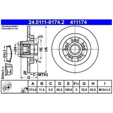2x Bremsscheibe hinten für Renault Kangoo BE KW0/1 FW0/1 Kangoo-Grand id59562