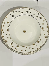 Vintage Sakura Galaxy Holiday Dinnerware Set of 4 White Soup Bowls 14K Stars New