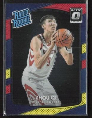 Zhou Qi 2017-18 Donruss Optic #151 Red and Yellow Houston Rockets
