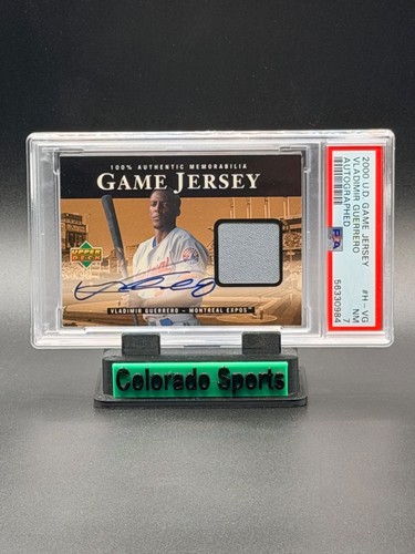 VLADIMIR GUERRERO 2000 Upper Deck Game-Worn Jersey Patch Autograph PSA 7