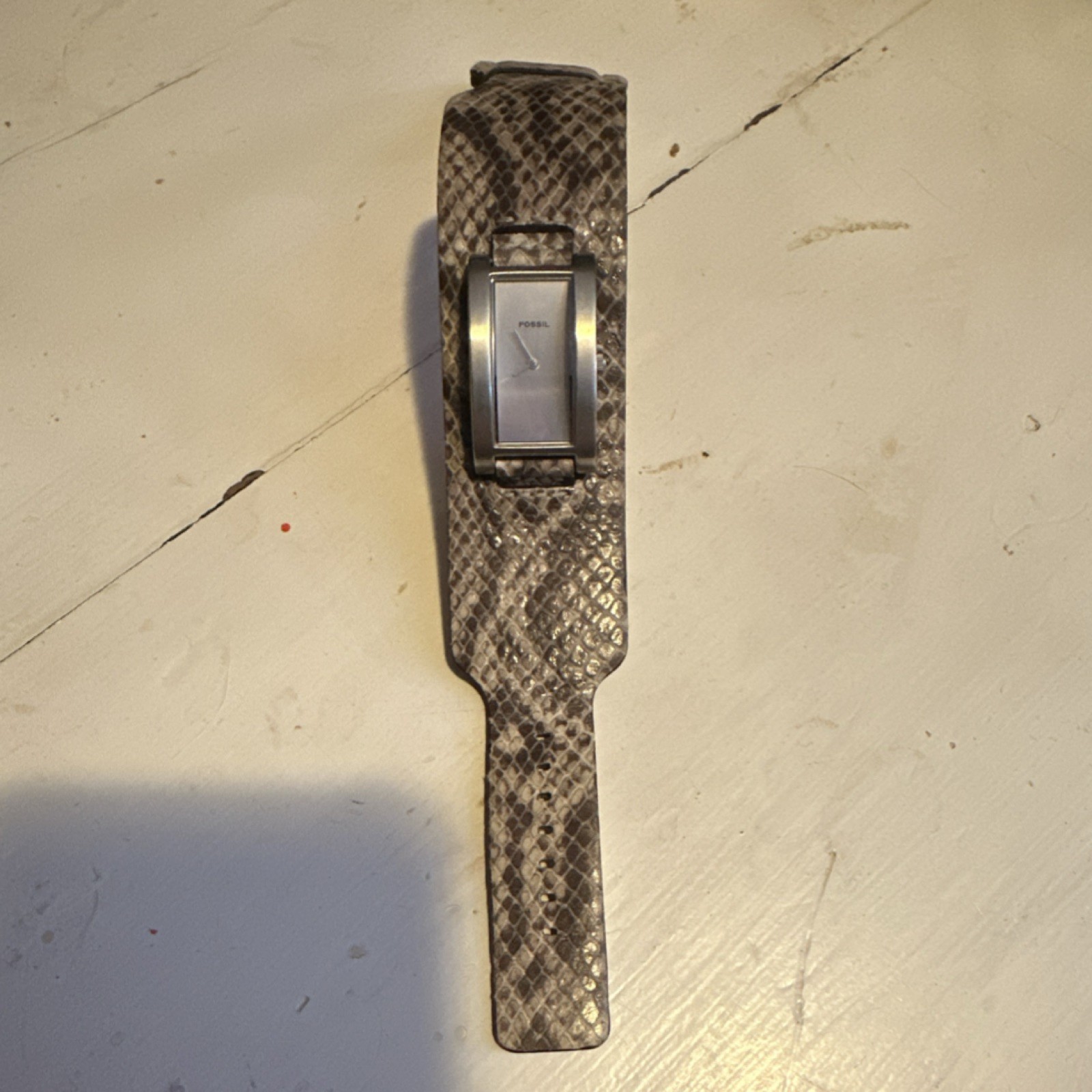 Fossil Women's Rectangular Analog Watch Snakeskin… - image 1